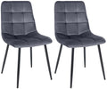 2-delige set Eetkamerstoelen - Keukenstoelen - Onderhoudsvriendelijk ontwerp Kleur donkergrijs Materiaal zacht