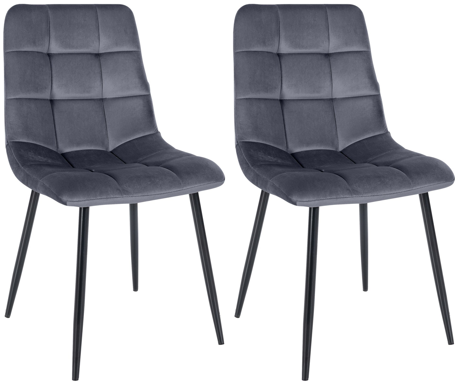 2-delige set Eetkamerstoelen - Keukenstoelen - Onderhoudsvriendelijk ontwerp Kleur donkergrijs Materiaal zacht