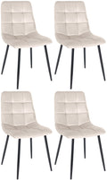 4-delige set Eetkamerstoelen - Dining Chairs - Comfortabele zitpositie, eenvoudige reiniging Kleur crème Materiaal zacht