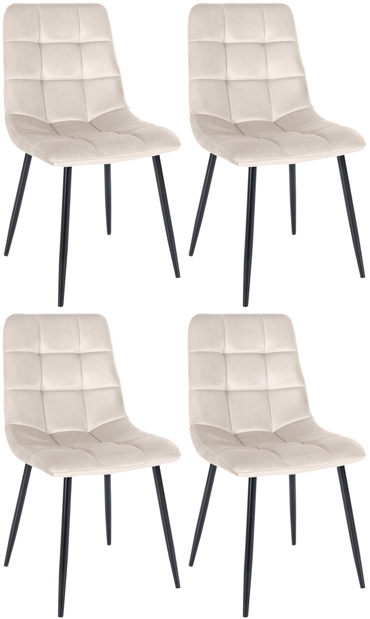 4-delige set Eetkamerstoelen - Dining Chairs - Comfortabele zitpositie, eenvoudige reiniging Kleur crème Materiaal zacht