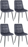 4-delige set Eetkamerstoelen - Dining Chairs - Comfortabele zitpositie, eenvoudige reiniging Kleur donkergrijs Materiaal zacht