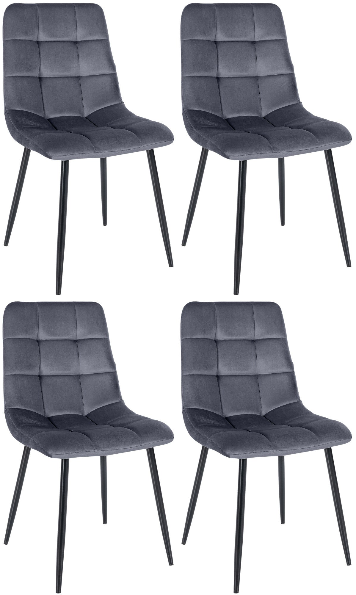 4-delige set Eetkamerstoelen - Dining Chairs - Comfortabele zitpositie, eenvoudige reiniging Kleur donkergrijs Materiaal zacht