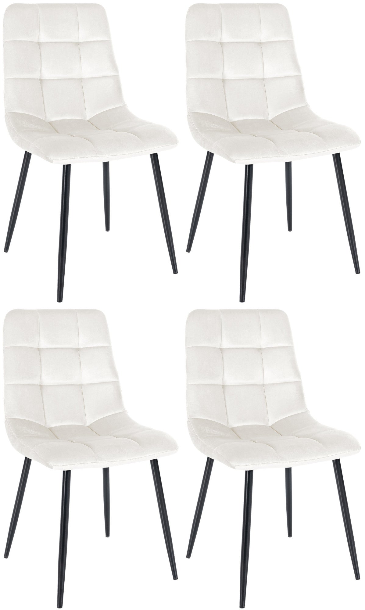 4-delige set Eetkamerstoelen - Dining Chairs - Comfortabele zitpositie, eenvoudige reiniging Kleur crèmewit Materiaal zacht