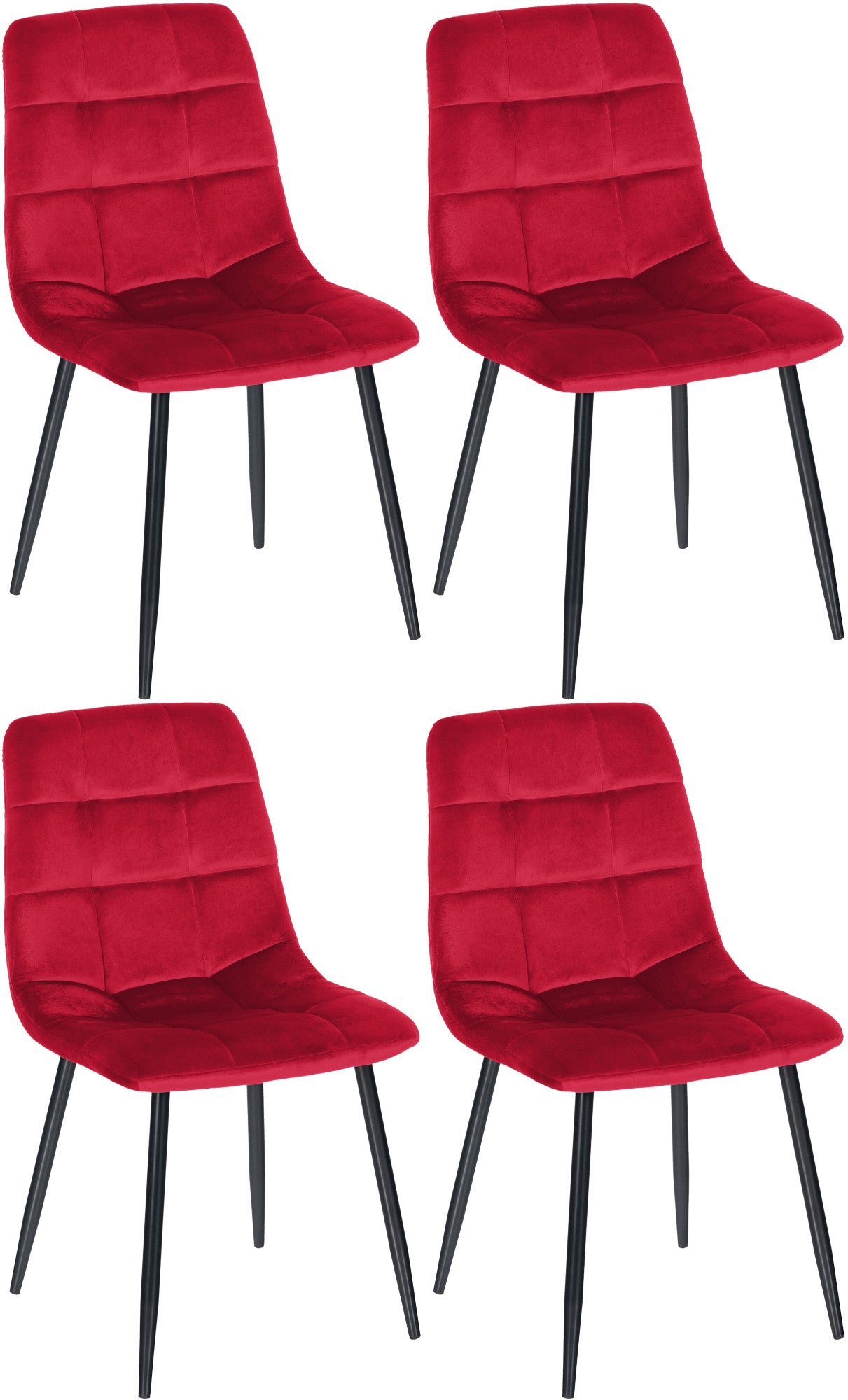 4-delige set Eetkamerstoelen - Dining Chairs - Comfortabele zitpositie, eenvoudige reiniging Kleur rood Materiaal zacht