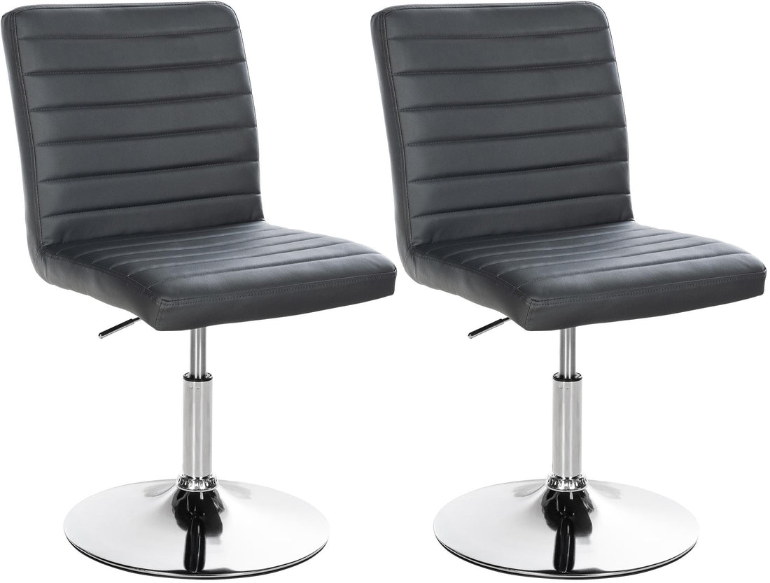Set van 2 Eetkamerstoelen - Kunstlederen Stoelen - Ergonomisch Comfort & Moderne Look Kleur grijs