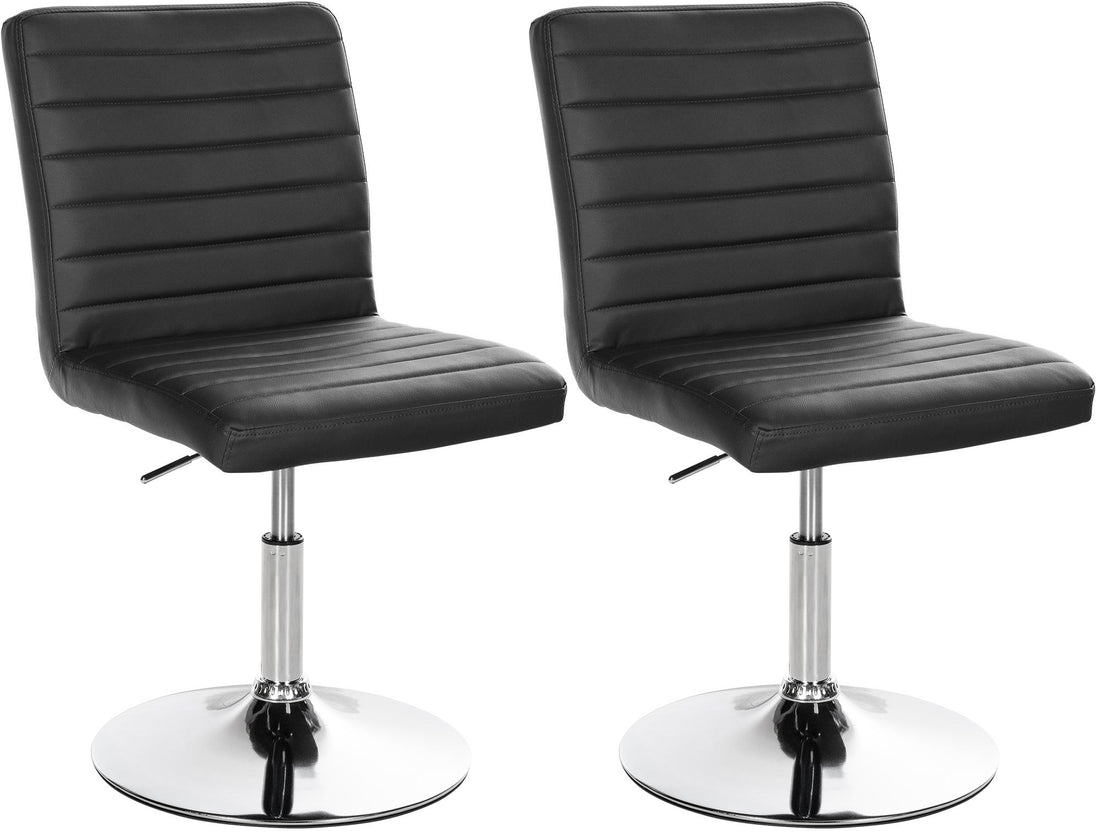 2-delige Set Eetkamerstoelen Kunstleer - Ergonomisch & Verstelbaar - Chroom Metalen Onderstel Kleur zwart
