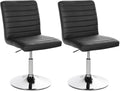 2-delige Set Eetkamerstoelen Kunstleer - Ergonomisch & Verstelbaar - Chroom Metalen Onderstel Kleur zwart