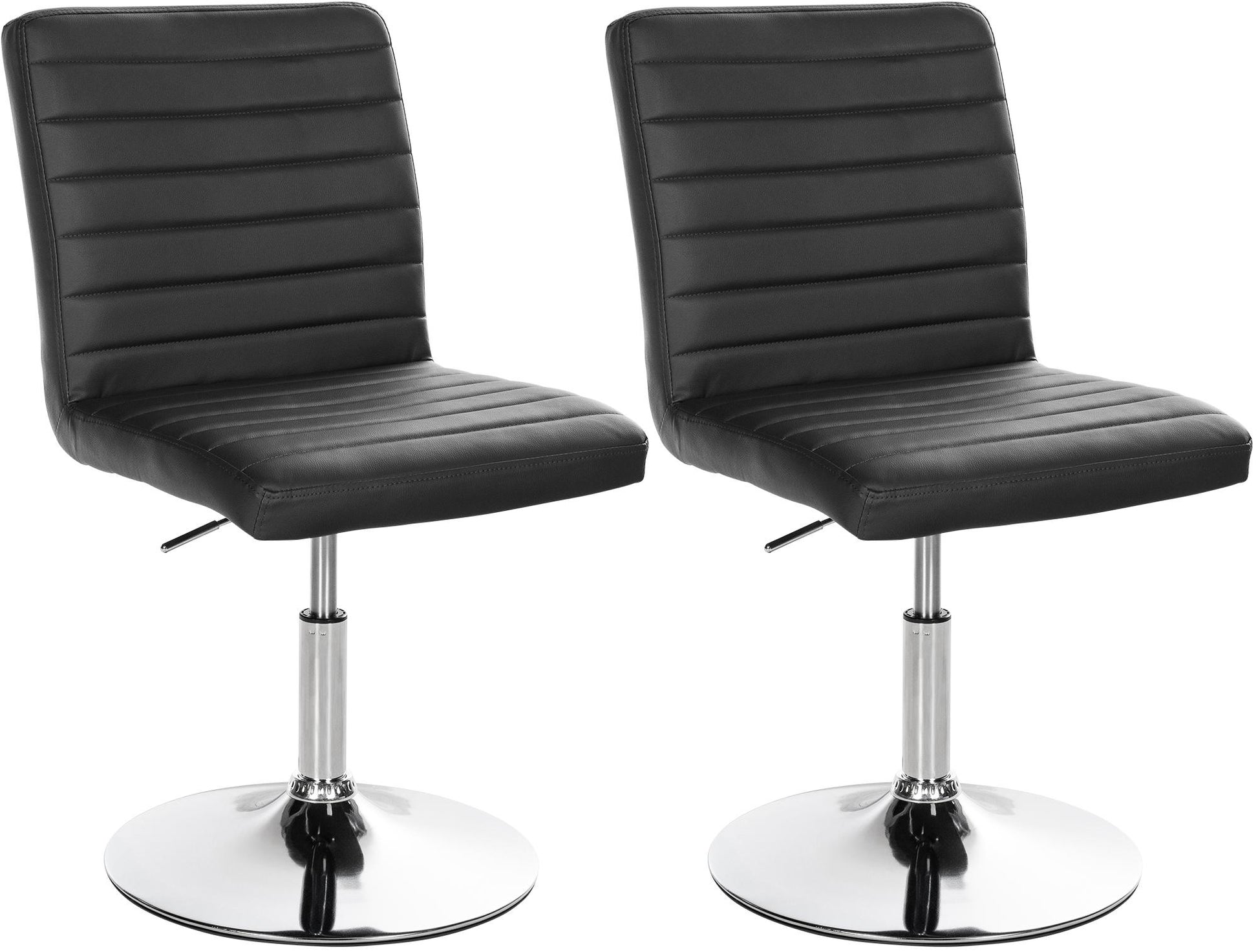 2-delige Set Eetkamerstoelen Kunstleer - Ergonomisch & Verstelbaar - Chroom Metalen Onderstel Kleur zwart