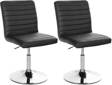2-delige Set Eetkamerstoelen Kunstleer - Ergonomisch & Verstelbaar - Chroom Metalen Onderstel Kleur zwart