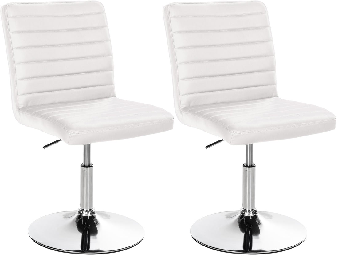 2-delige Set Eetkamerstoelen Kunstleer - Ergonomisch & Verstelbaar - Chroom Metalen Onderstel Kleur zwart