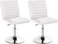 2-delige Set Eetkamerstoelen Kunstleer - Ergonomisch & Verstelbaar - Chroom Metalen Onderstel Kleur wit