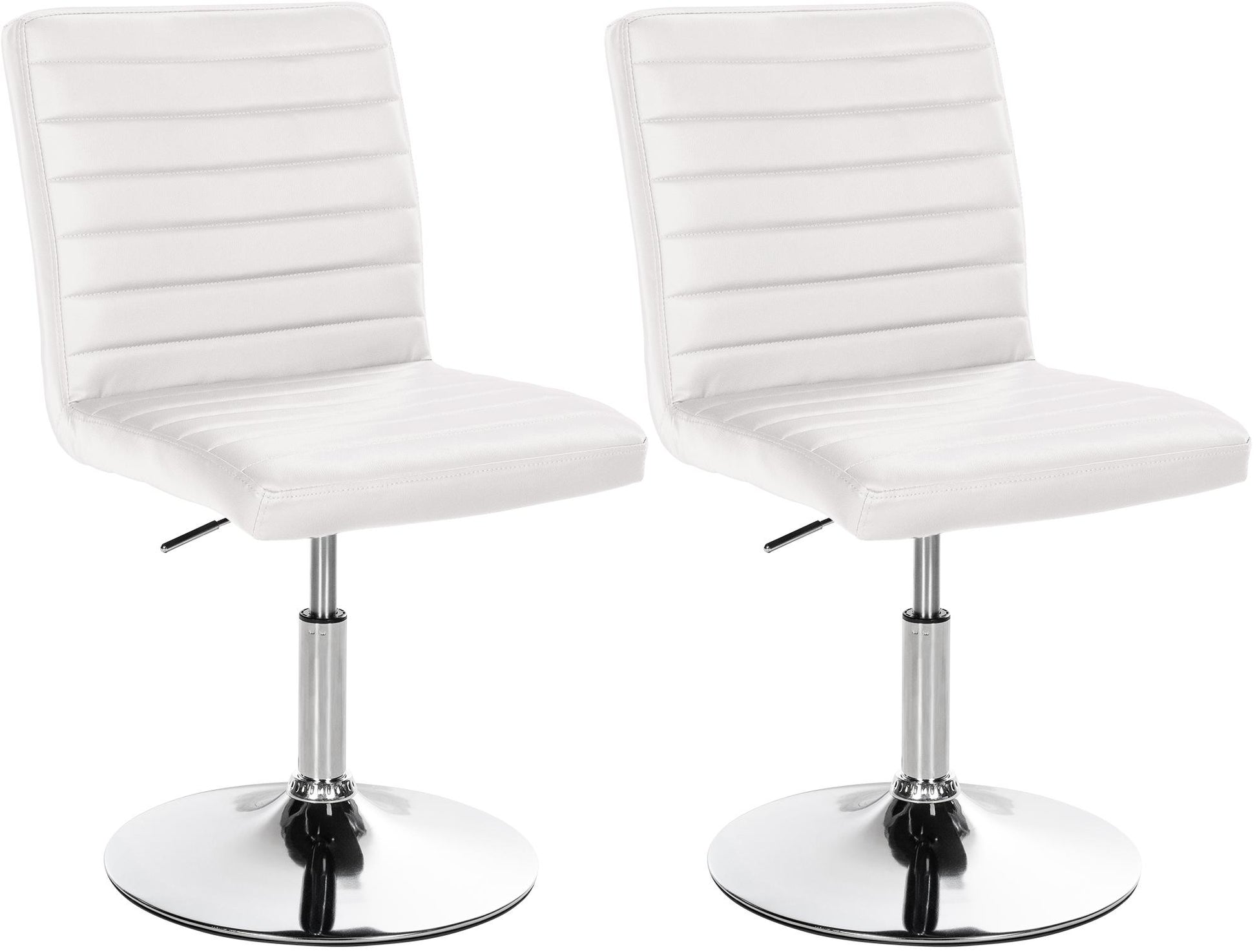 2-delige Set Eetkamerstoelen Kunstleer - Ergonomisch & Verstelbaar - Chroom Metalen Onderstel Kleur wit
