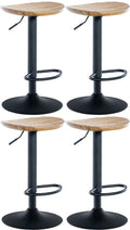 4-delige set Barkrukken - Barstoelen, In Hoogte Verstelbaar, FSC-teak Hout & Mat Metaal Kleur natuur