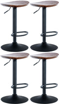 4-delige set Barkrukken - Barstoelen, In Hoogte Verstelbaar, FSC-teak Hout & Mat Metaal Kleur walnoot