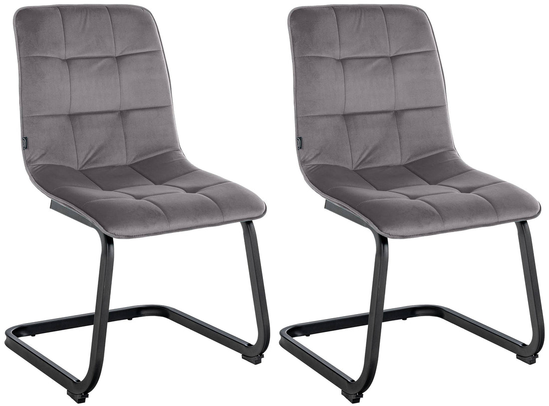 Set van 2 Fluwelen Eetkamerstoelen - Sledestoelen - Uiterst Comfortabel Design Kleur donkergrijs