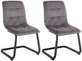 Set van 2 Fluwelen Eetkamerstoelen - Sledestoelen - Uiterst Comfortabel Design Kleur donkergrijs