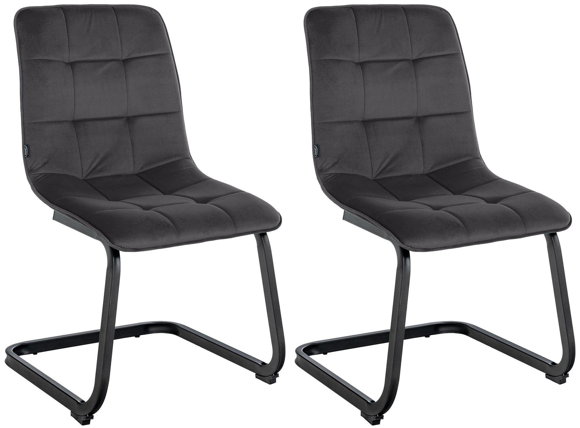 Set van 2 fluwelen eetkamerstoelen - Keukenstoelen - Onderhoudsvriendelijk fluweel Kleur zwart