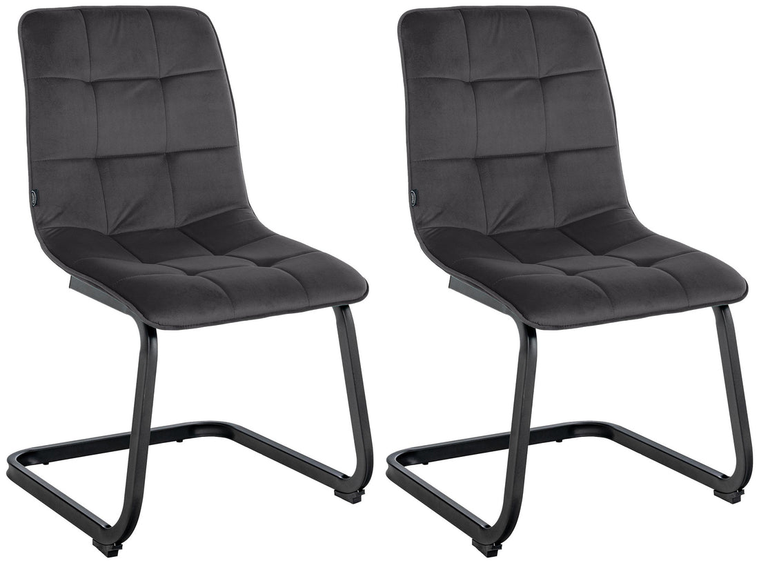 Set van 2 fluwelen eetkamerstoelen - Keukenstoelen - Onderhoudsvriendelijk fluweel Kleur zwart