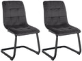 Set van 2 fluwelen eetkamerstoelen - Keukenstoelen - Onderhoudsvriendelijk fluweel Kleur zwart