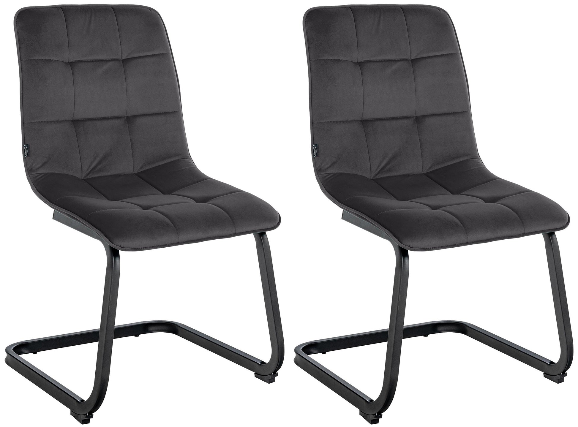 Set van 2 fluwelen eetkamerstoelen - Keukenstoelen - Onderhoudsvriendelijk fluweel Kleur zwart