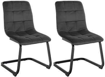 Set van 2 fluwelen eetkamerstoelen - Keukenstoelen - Onderhoudsvriendelijk fluweel Kleur zwart
