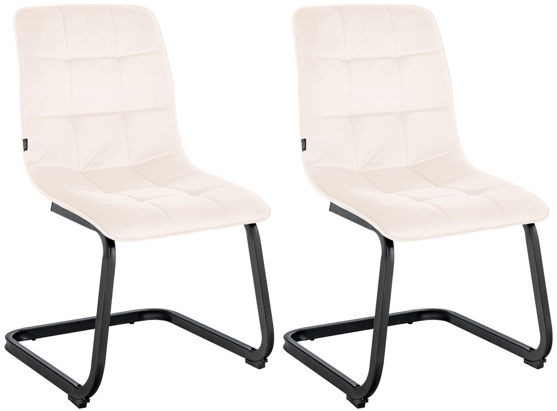 2-delige set Fluwelen Eetkamerstoelen - Stoelen - Tijdloos Design, Hoog Zitcomfort Kleur crème