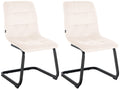 2-delige set Fluwelen Eetkamerstoelen - Stoelen - Tijdloos Design, Hoog Zitcomfort Kleur crème