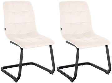 2-delige set Fluwelen Eetkamerstoelen - Stoelen - Tijdloos Design, Hoog Zitcomfort Kleur crème
