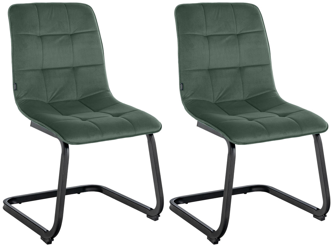 2-delige Set Fluwelen Eetkamerstoelen - Keukenstoelen - Duurzaam Comfort Kleur donkergroen