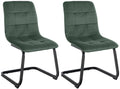 2-delige Set Fluwelen Eetkamerstoelen - Keukenstoelen - Duurzaam Comfort Kleur donkergroen