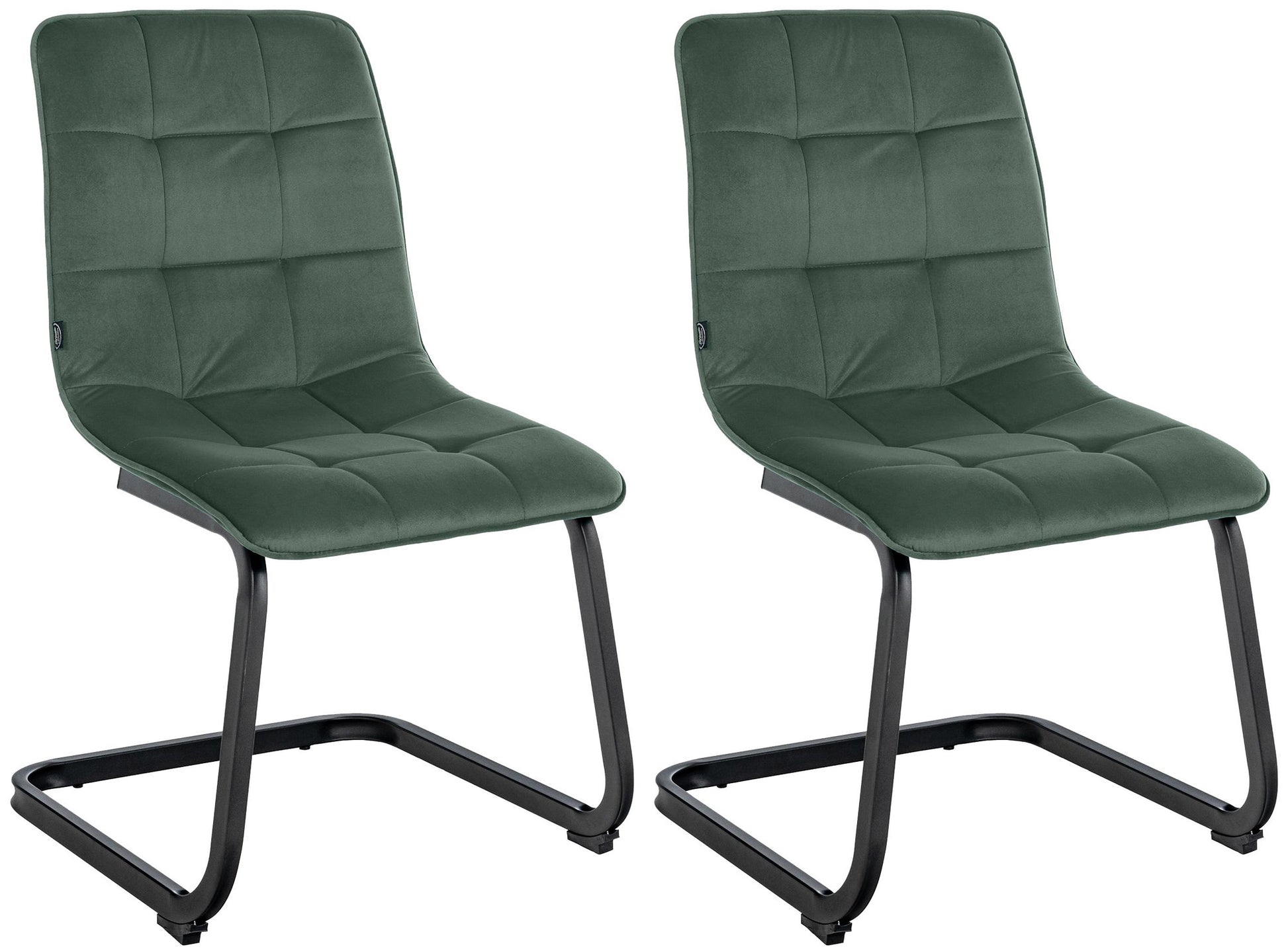 2-delige Set Fluwelen Eetkamerstoelen - Keukenstoelen - Duurzaam Comfort Kleur donkergroen