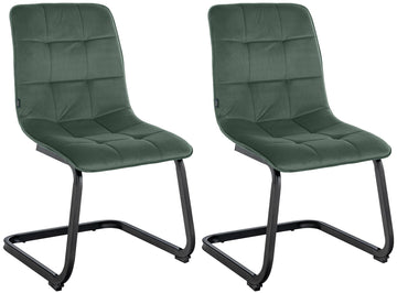 2-delige Set Fluwelen Eetkamerstoelen - Keukenstoelen - Duurzaam Comfort Kleur donkergroen