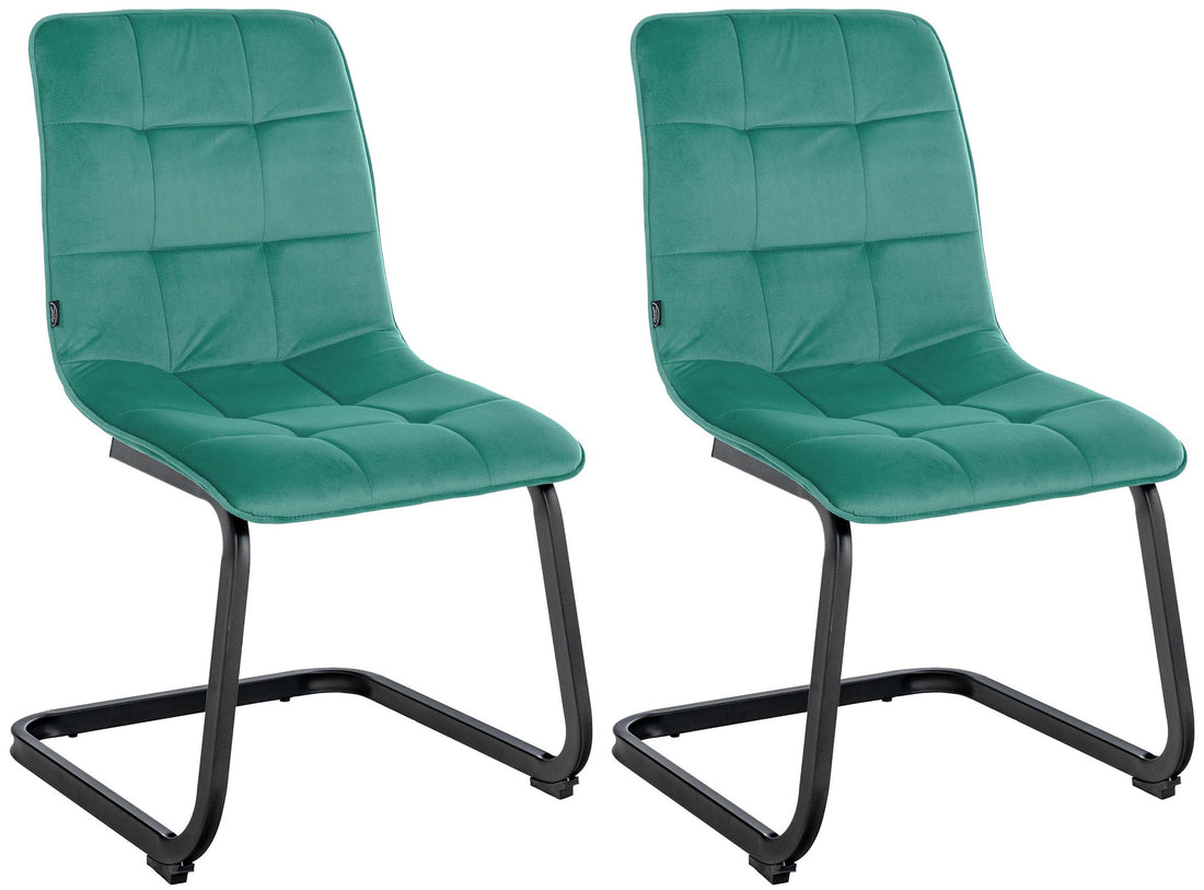 2-delige Set Eetkamerstoelen - Velvet Stoelen - Hoog Zitcomfort - Vrijdragend Frame Kleur groen