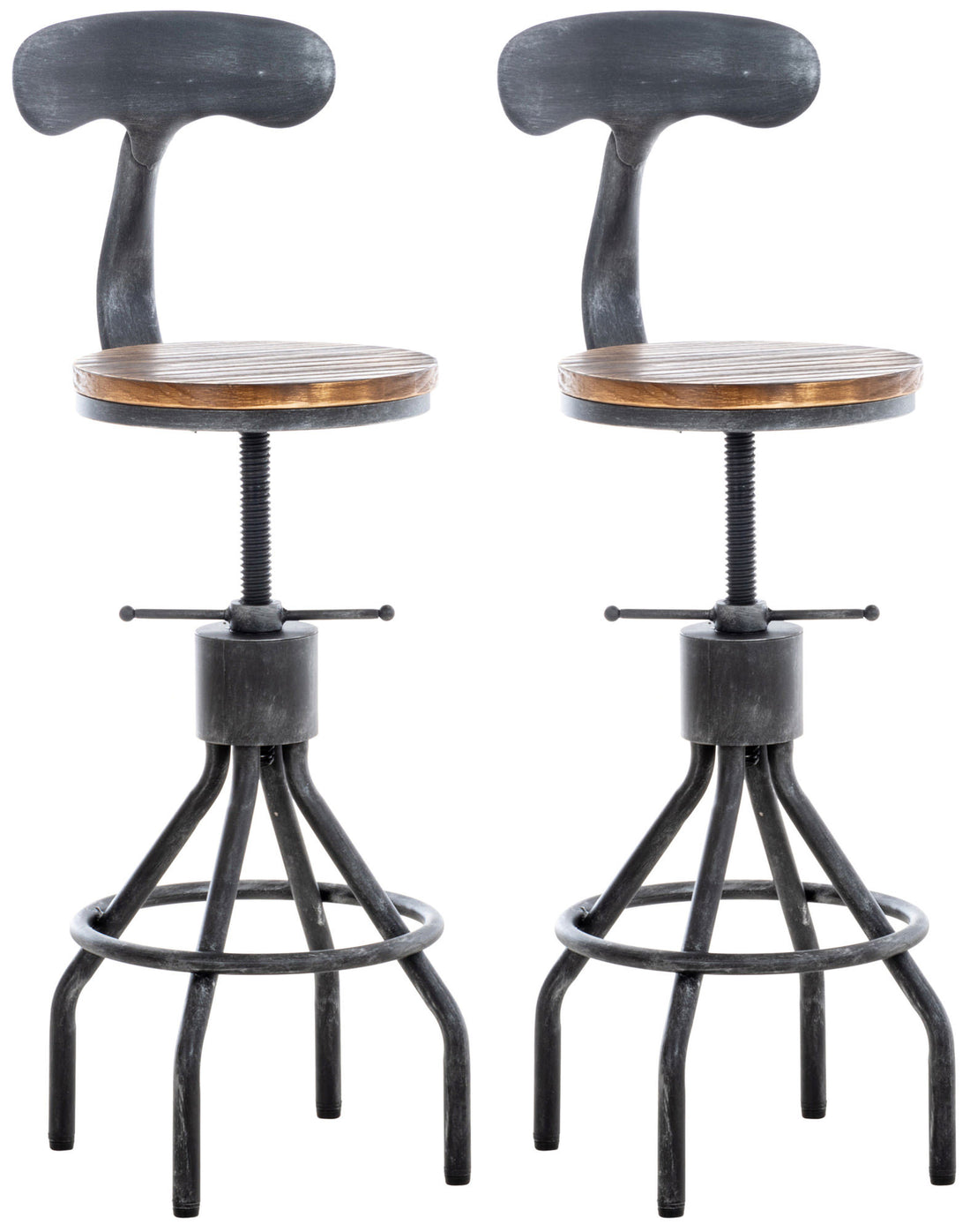 2-delige Industriële Bartafelset - Bistroset - Verstelbaar Comfort & Stabiel Frame Kleur antiek zilver