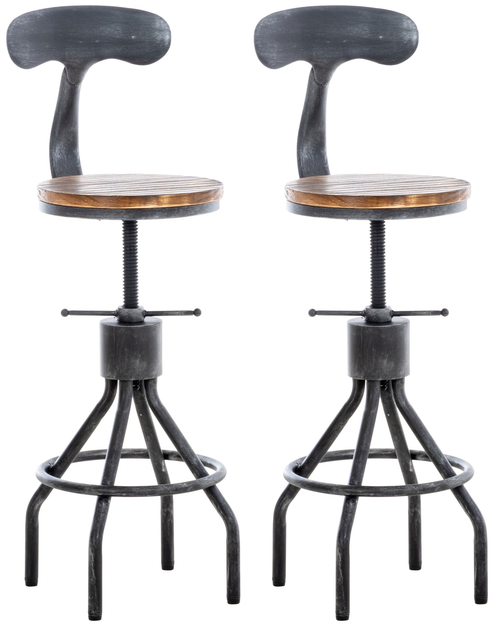 2-delige Industriële Bartafelset - Bistroset - Verstelbaar Comfort & Stabiel Frame Kleur antiek zilver