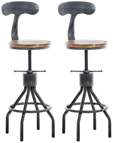2-delige Industriële Bartafelset - Bistroset - Verstelbaar Comfort & Stabiel Frame Kleur antiek zilver