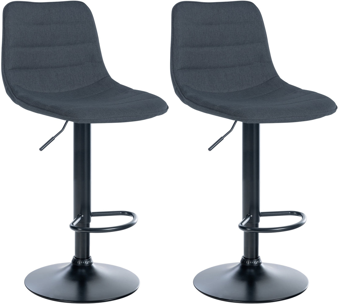 2-delige Set Stoffen Barkrukken - Comfortabel Design - Verstelbaar en 360° Draaibaar Kleur donkergrijs