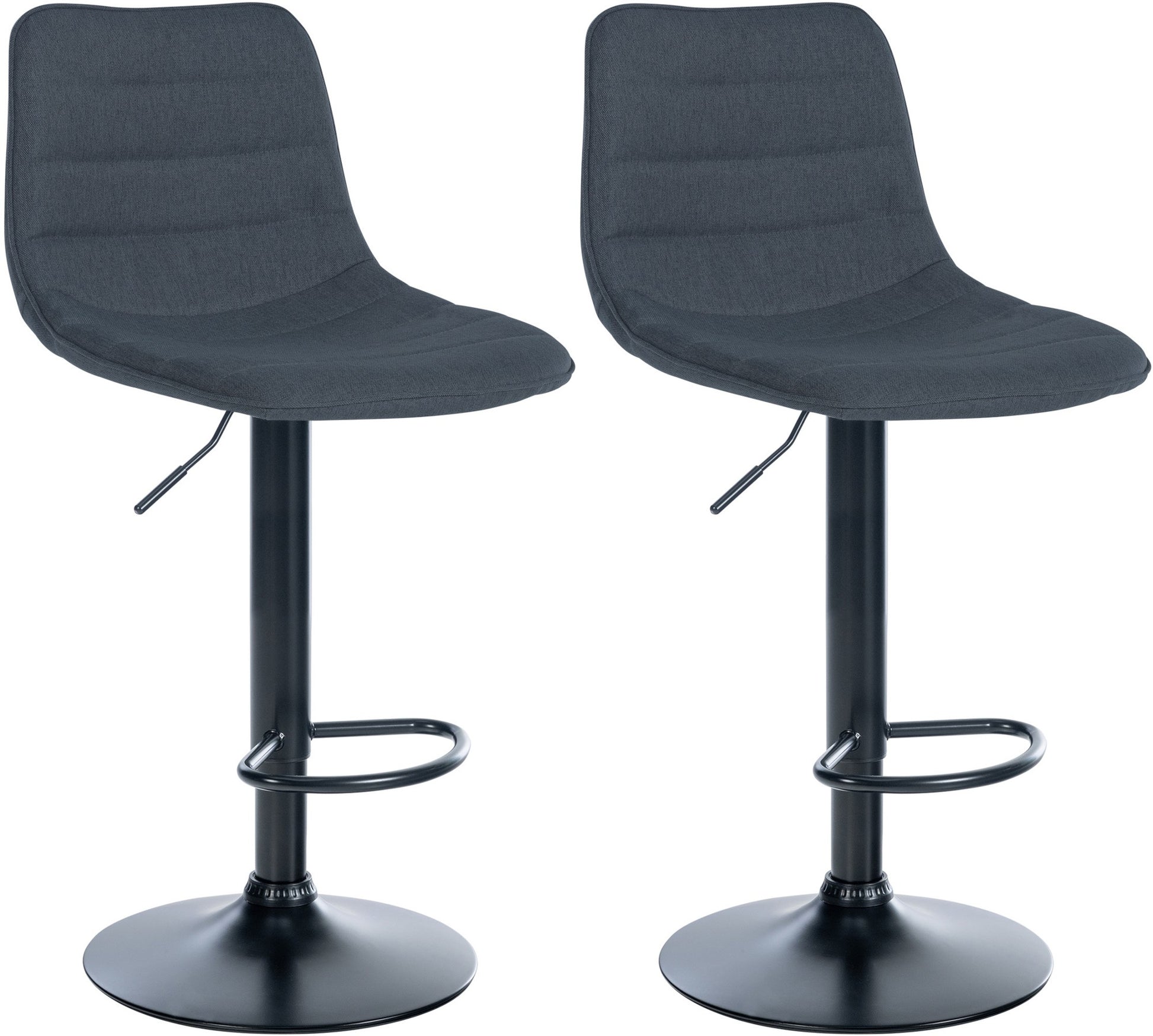 2-delige Set Stoffen Barkrukken - Comfortabel Design - Verstelbaar en 360° Draaibaar Kleur donkergrijs