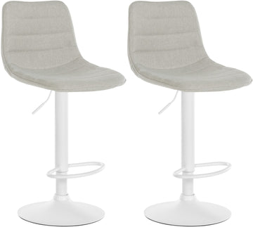 2-delige set Comfortabele Barkrukken - Keukenkrukken - Verstelbaar & 360° Draaibaar Design Kleur crème