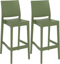 Set van 2 Barkrukken - Barstoelen - Weerbestendig en Stapelbaar Design Kleur olijf