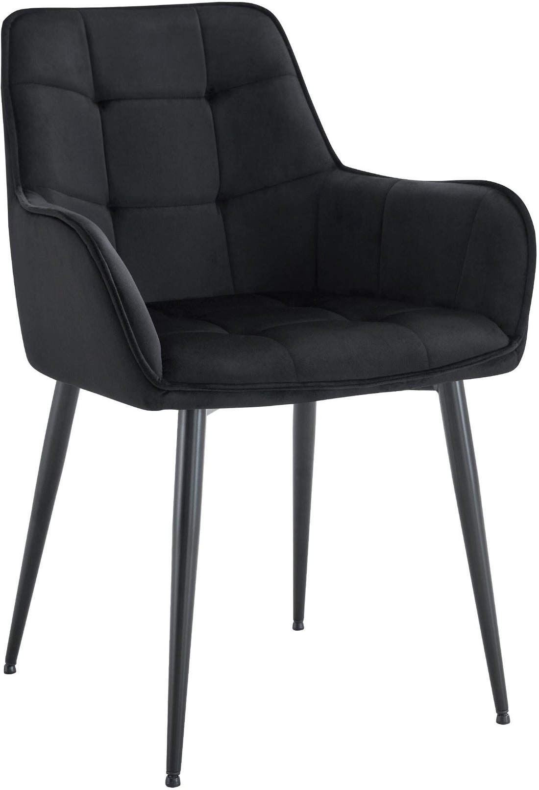 Eetkamerstoel - Leunstoel - Gewatteerde Comfort - Fluwelen Bekleding, Stabiel Metalen Frame Kleur zwart