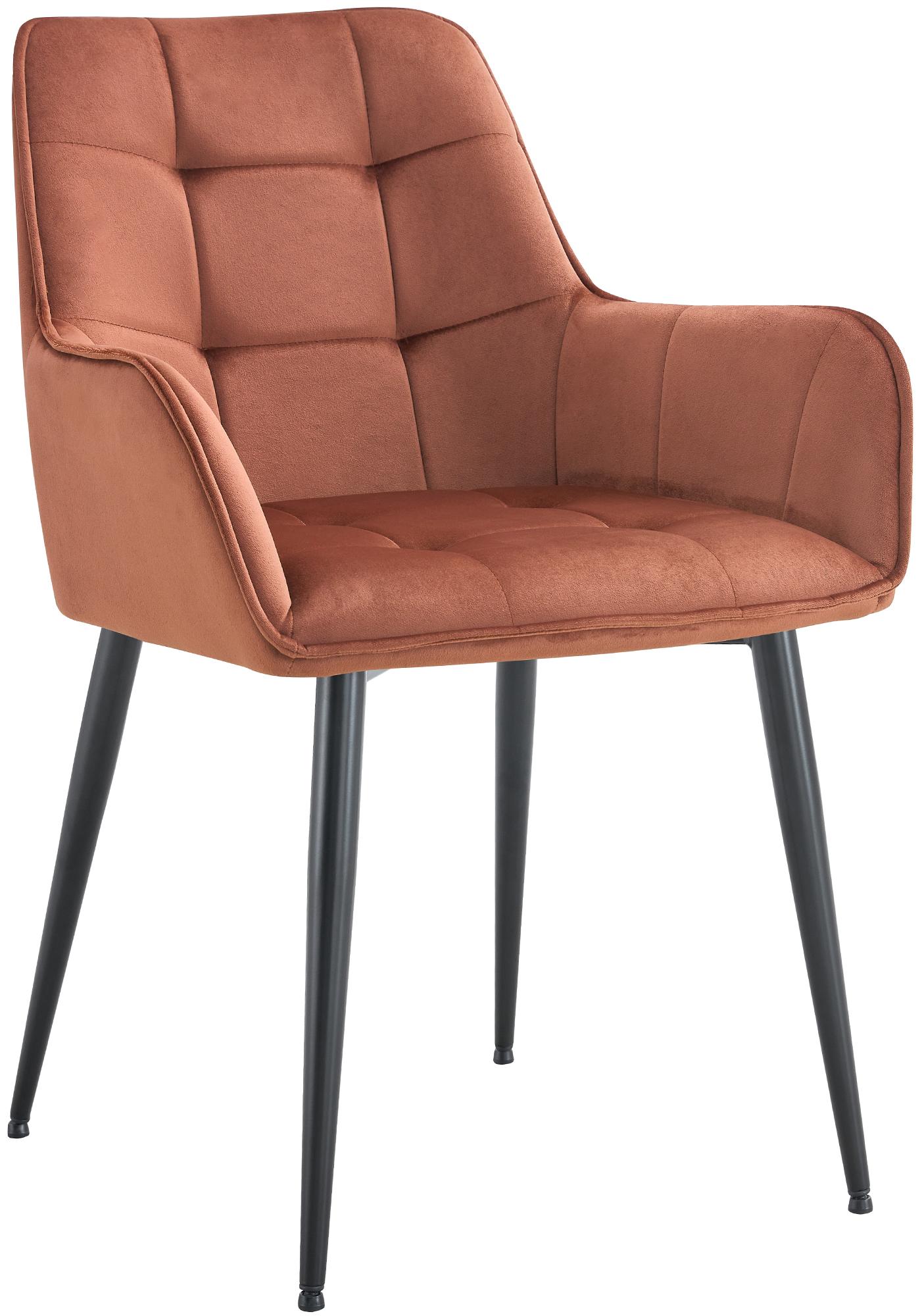 Eetkamerstoel - Leunstoel - Gewatteerde Comfort - Fluwelen Bekleding, Stabiel Metalen Frame Kleur bruin