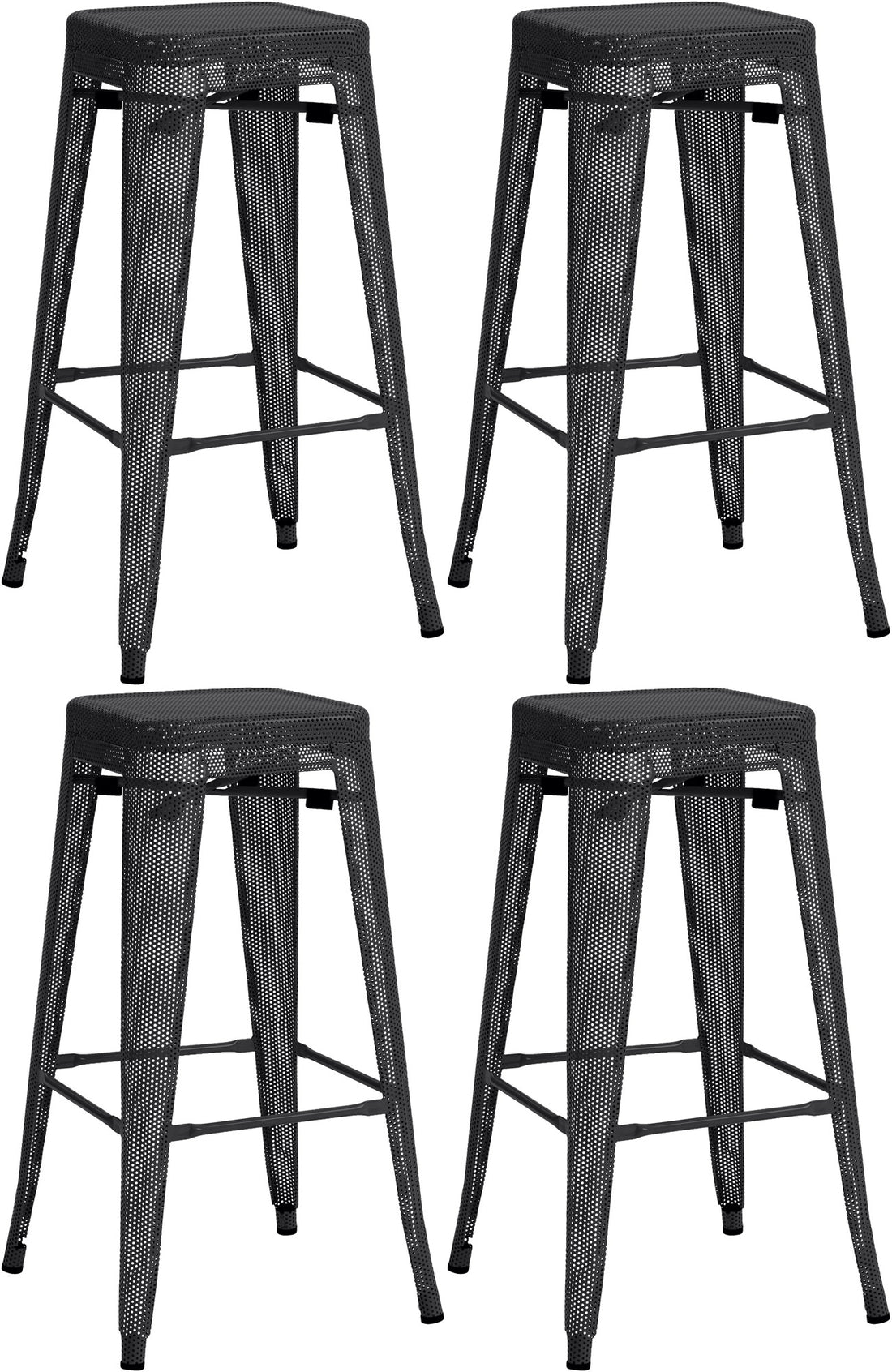 4-delige Set Barkrukken - Hoge Stoelen - Stapelbaar voor Compacte Ruimtes Kleur zwart