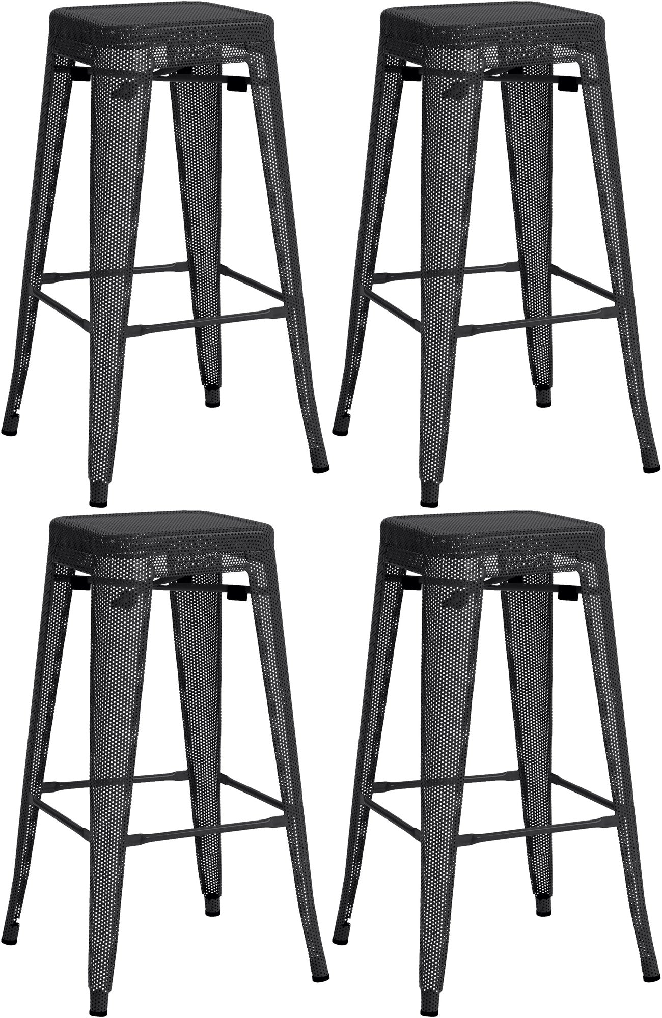 4-delige Set Barkrukken - Hoge Stoelen - Stapelbaar voor Compacte Ruimtes Kleur zwart