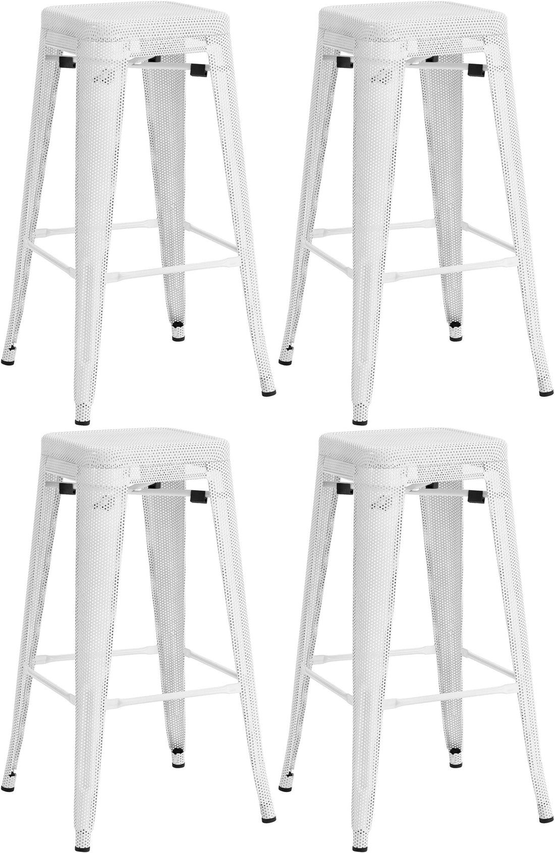 4-delige Set Barkrukken - Hoge Stoelen - Stapelbaar voor Compacte Ruimtes Kleur zwart