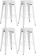 4-delige Set Barkrukken - Hoge Stoelen - Stapelbaar voor Compacte Ruimtes Kleur wit