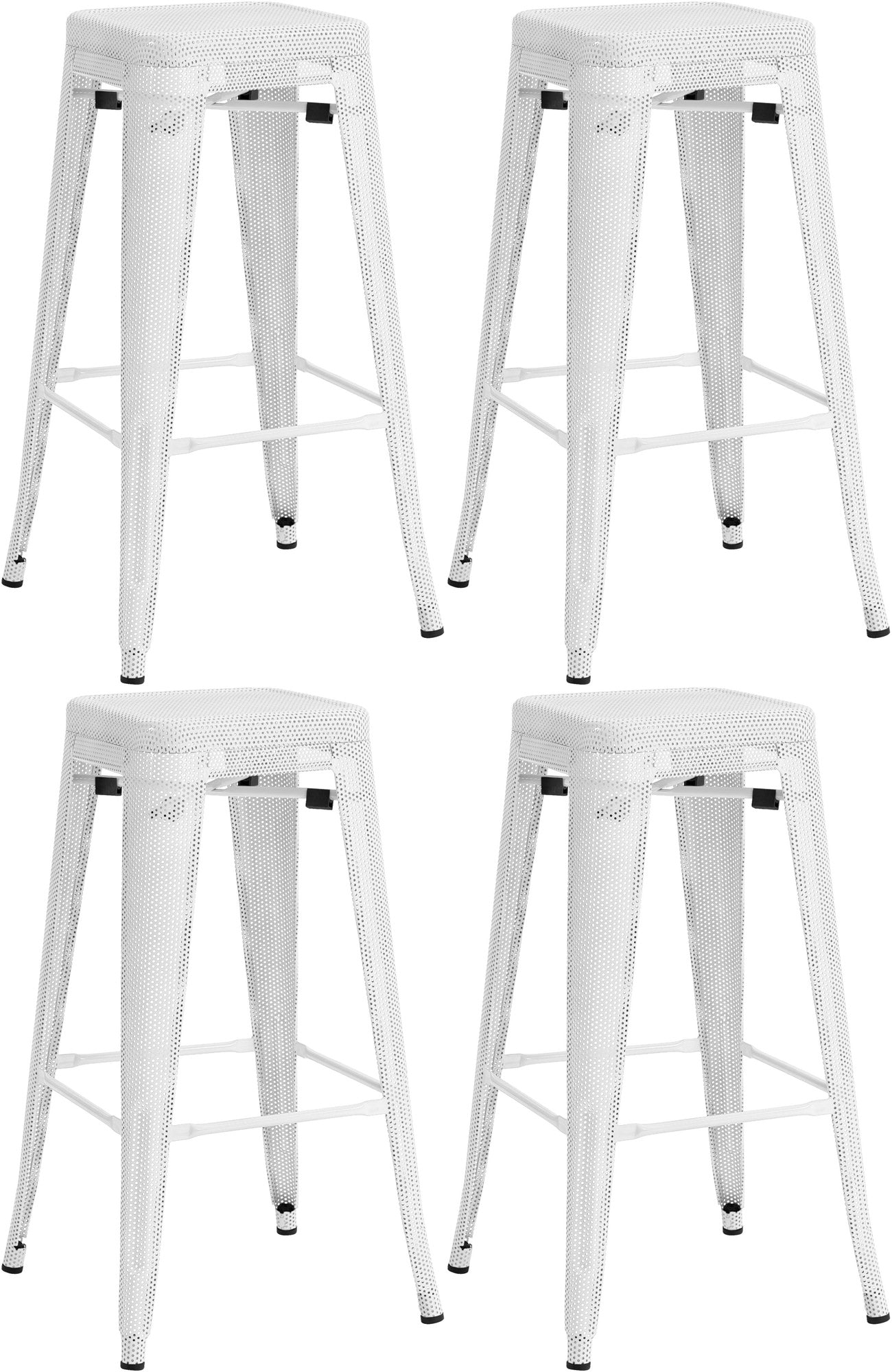 4-delige Set Barkrukken - Hoge Stoelen - Stapelbaar voor Compacte Ruimtes Kleur wit