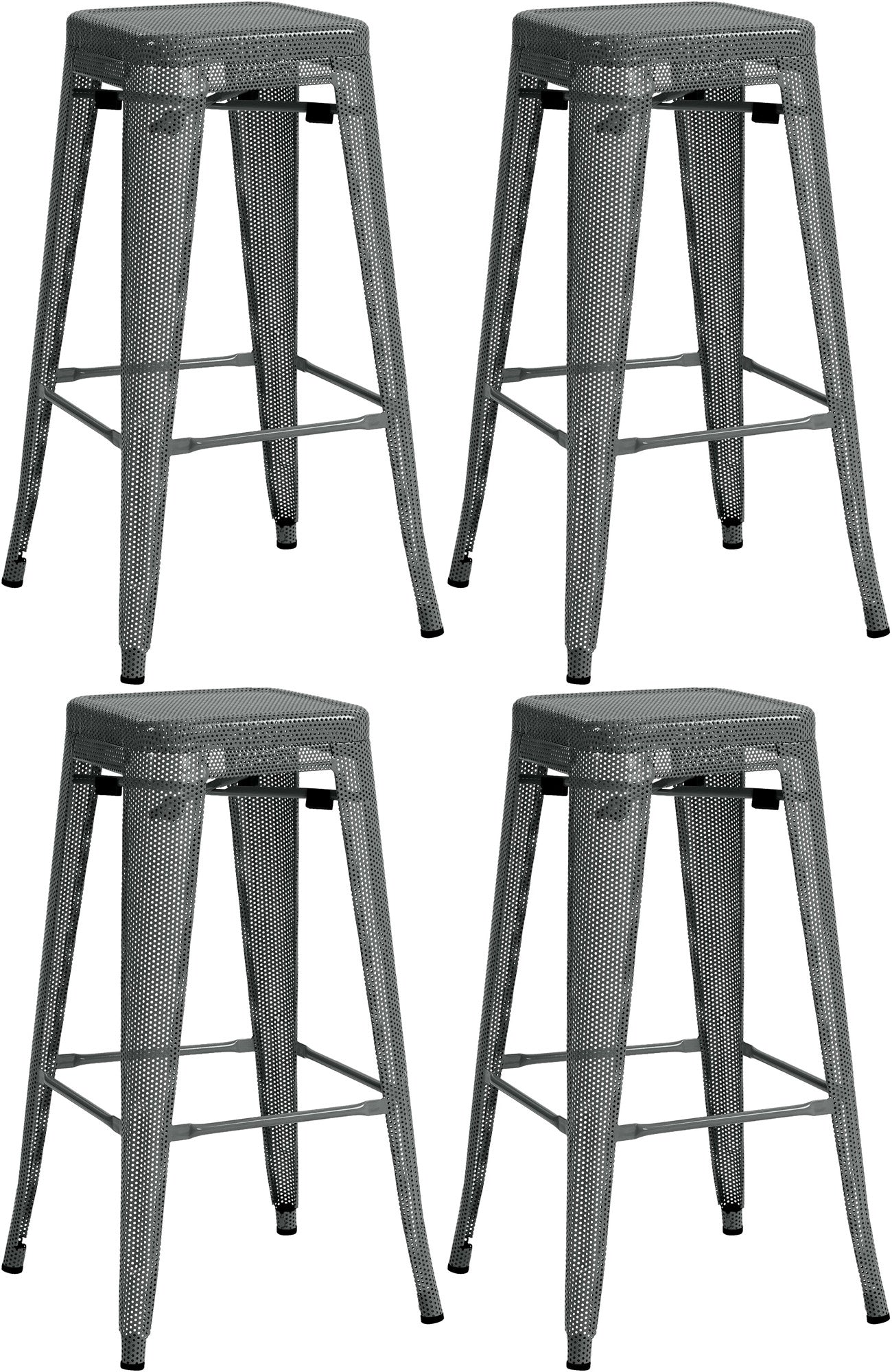 4-delige Set Barkrukken - Hoge Stoelen - Stapelbaar voor Compacte Ruimtes Kleur grijs