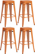4-delige Set Barkrukken - Hoge Stoelen - Stapelbaar voor Compacte Ruimtes Kleur oranje