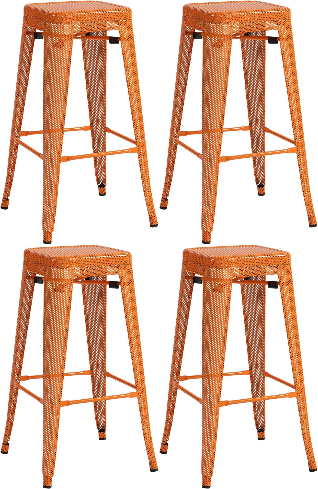 4-delige Set Barkrukken - Hoge Stoelen - Stapelbaar voor Compacte Ruimtes Kleur oranje